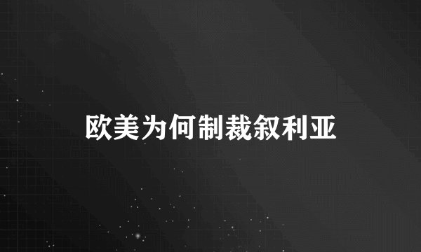 欧美为何制裁叙利亚