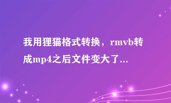 我用狸猫格式转换，rmvb转成mp4之后文件变大了一倍，而且是最低画质，有什么方法能把转换后的大小压缩一下