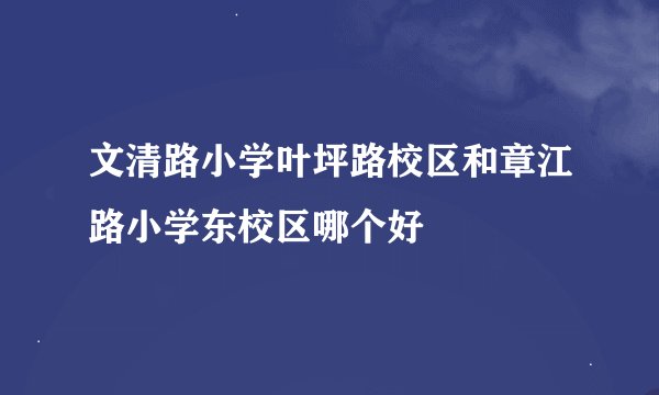 文清路小学叶坪路校区和章江路小学东校区哪个好