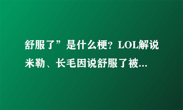 舒服了”是什么梗？LOL解说米勒、长毛因说舒服了被爆破，王思聪也口嗨？