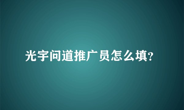 光宇问道推广员怎么填？