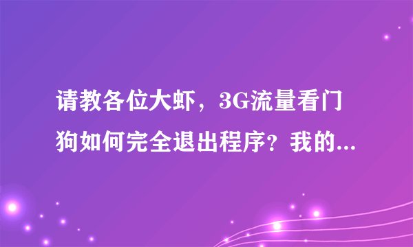请教各位大虾，3G流量看门狗如何完全退出程序？我的状态栏始终都有流量狗的标志。