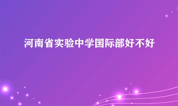 河南省实验中学国际部好不好