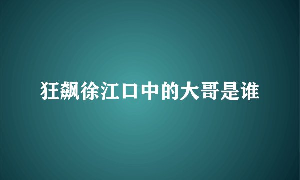 狂飙徐江口中的大哥是谁