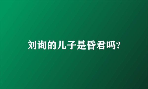 刘询的儿子是昏君吗?