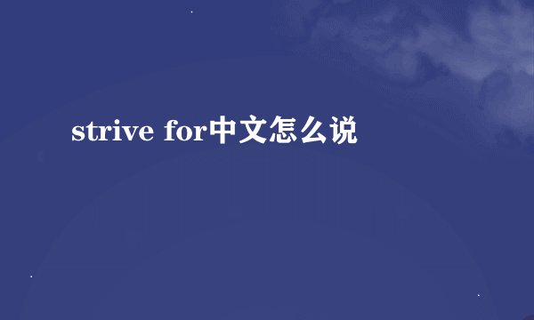 strive for中文怎么说