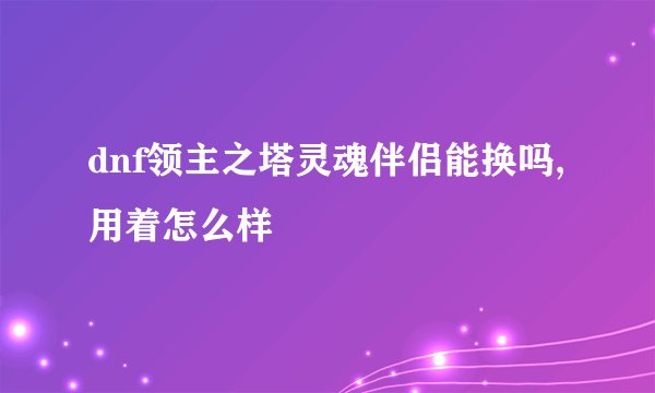 dnf领主之塔灵魂伴侣能换吗,用着怎么样