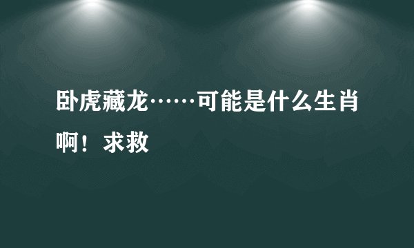 卧虎藏龙……可能是什么生肖啊！求救