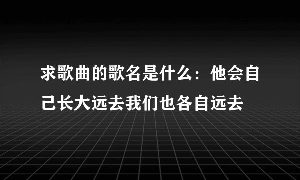 求歌曲的歌名是什么：他会自己长大远去我们也各自远去