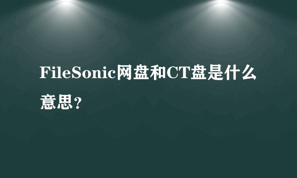 FileSonic网盘和CT盘是什么意思？