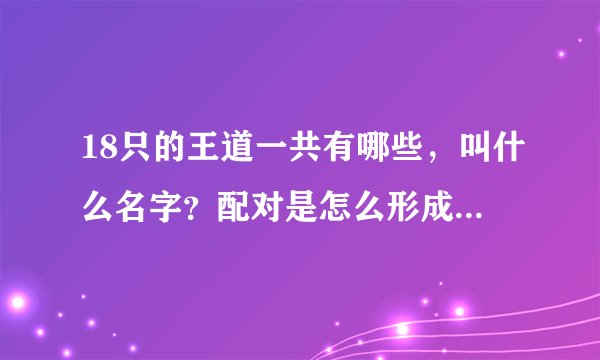 18只的王道一共有哪些，叫什么名字？配对是怎么形成的？还有父子是怎么形成的？
