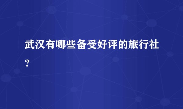 武汉有哪些备受好评的旅行社？