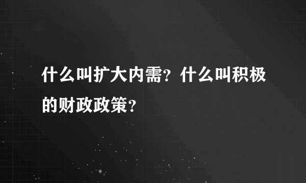 什么叫扩大内需？什么叫积极的财政政策？