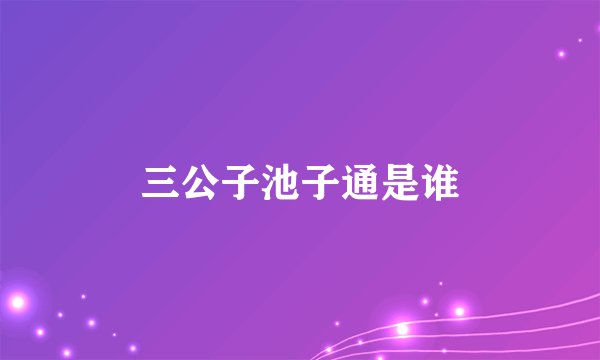 三公子池子通是谁