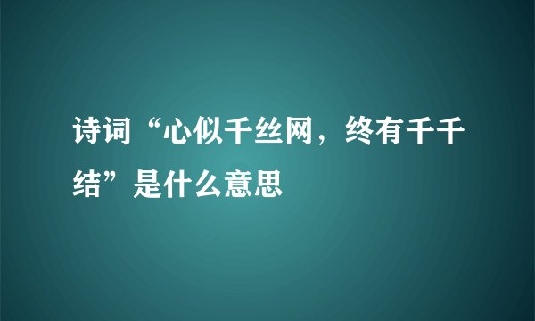 诗词“心似千丝网，终有千千结”是什么意思
