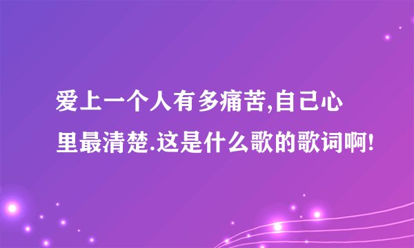 爱上一个人有多痛苦,自己心里最清楚.这是什么歌的歌词啊!