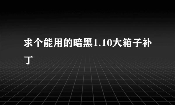 求个能用的暗黑1.10大箱子补丁