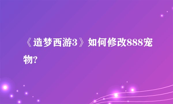 《造梦西游3》如何修改888宠物?