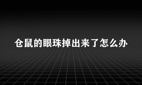 仓鼠的眼珠掉出来了怎么办
