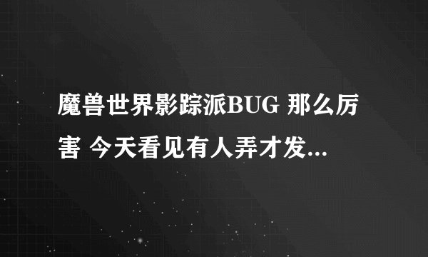 魔兽世界影踪派BUG 那么厉害 今天看见有人弄才发现的 特此上图 有人知道这个是什么BUG么