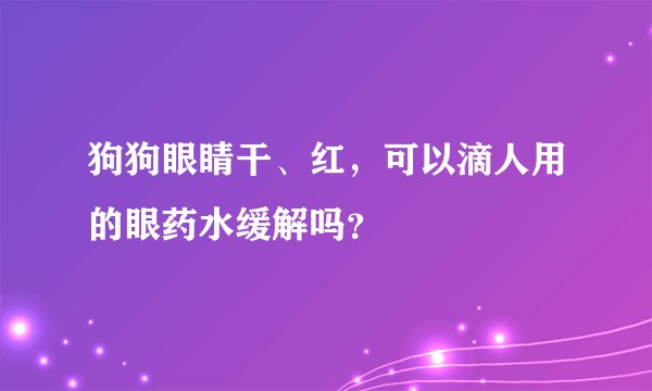 狗狗眼睛干、红，可以滴人用的眼药水缓解吗？