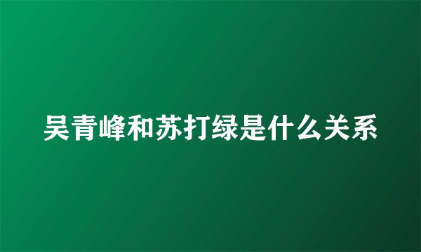 吴青峰和苏打绿是什么关系