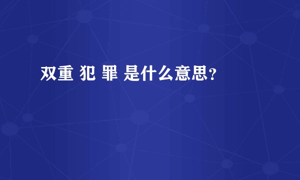 双重 犯 罪 是什么意思？