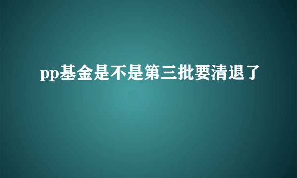 pp基金是不是第三批要清退了