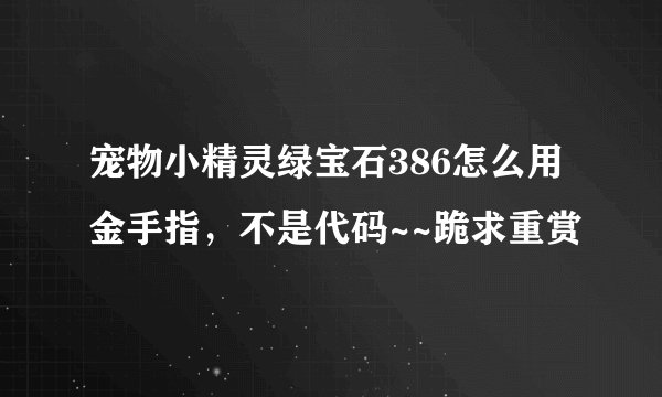 宠物小精灵绿宝石386怎么用金手指，不是代码~~跪求重赏
