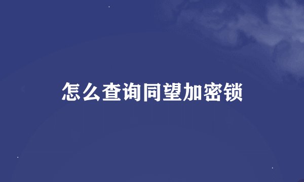 怎么查询同望加密锁