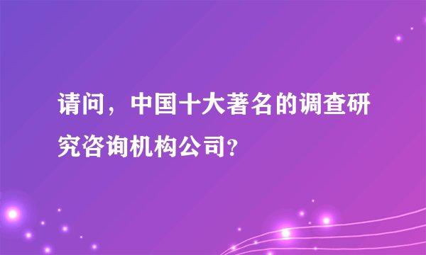 请问，中国十大著名的调查研究咨询机构公司？