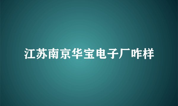 江苏南京华宝电子厂咋样