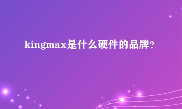 kingmax是什么硬件的品牌？