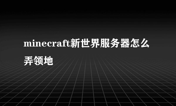 minecraft新世界服务器怎么弄领地