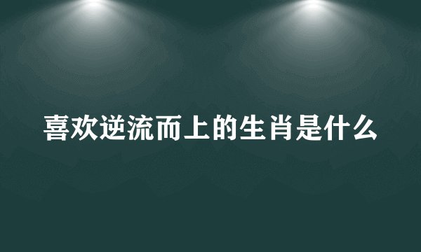 喜欢逆流而上的生肖是什么