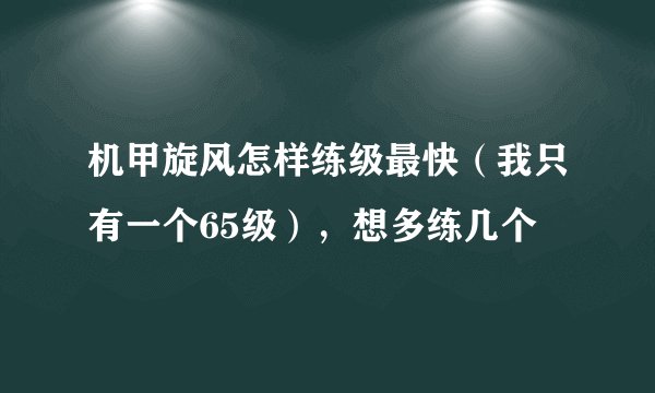 机甲旋风怎样练级最快（我只有一个65级），想多练几个