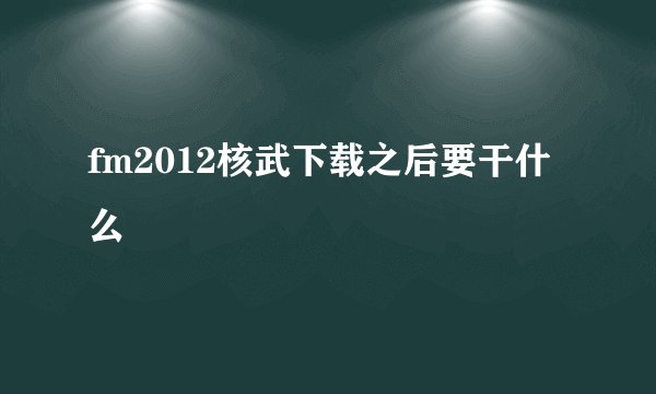 fm2012核武下载之后要干什么