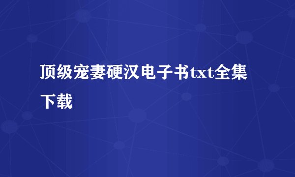 顶级宠妻硬汉电子书txt全集下载