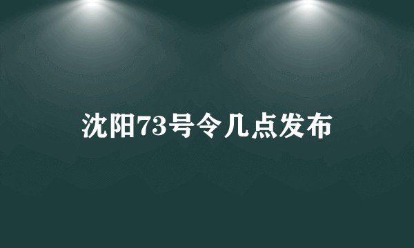 沈阳73号令几点发布