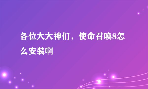 各位大大神们，使命召唤8怎么安装啊