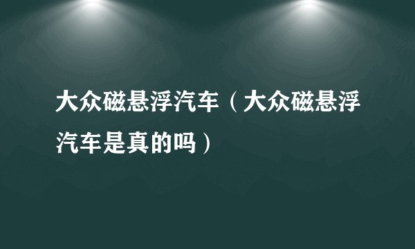 大众磁悬浮汽车（大众磁悬浮汽车是真的吗）