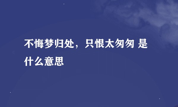 不悔梦归处，只恨太匆匆 是什么意思