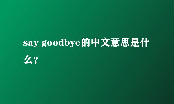 say goodbye的中文意思是什么？