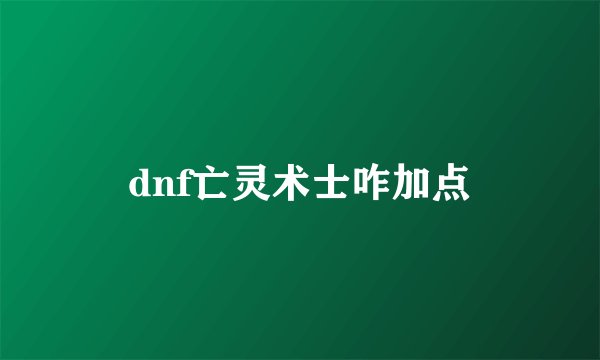 dnf亡灵术士咋加点