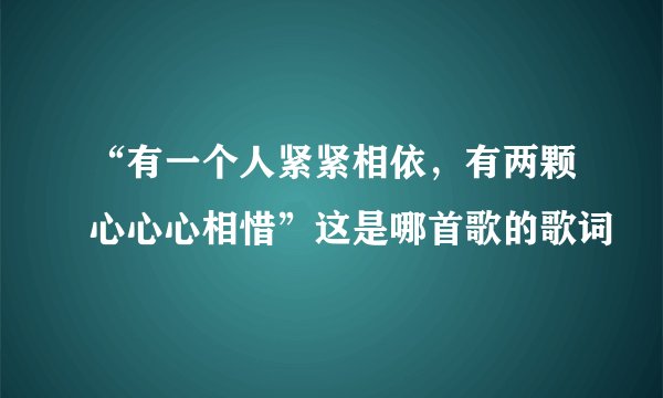 “有一个人紧紧相依，有两颗心心心相惜”这是哪首歌的歌词