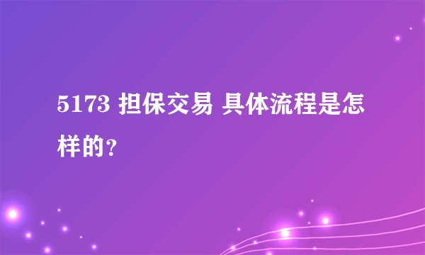 5173 担保交易 具体流程是怎样的？