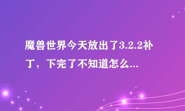 魔兽世界今天放出了3.2.2补丁，下完了不知道怎么用，没有飞龙图标