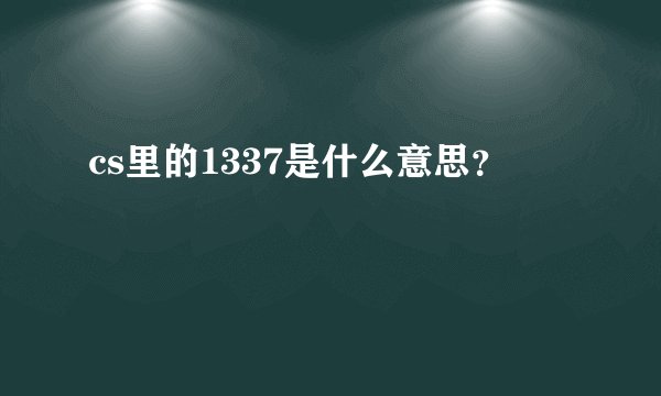 cs里的1337是什么意思？