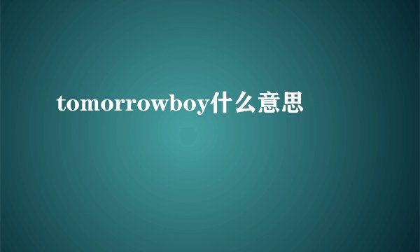 tomorrowboy什么意思