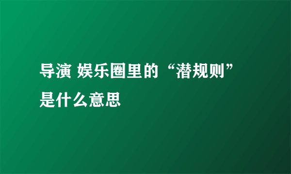 导演 娱乐圈里的“潜规则”是什么意思